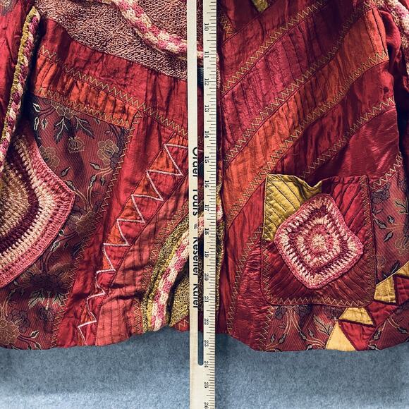 Coldwater Creek Jacket Womens Small Silk Boho Patchwork Embroidered Boho Art - Picture 5 of 6
